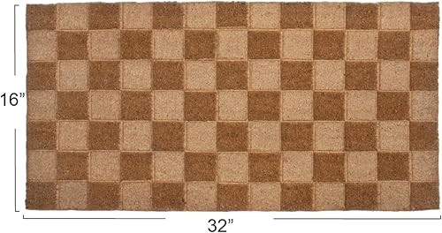 Miniatura 3 de Creative Co-Op Impresión de tablero de ajedrez grabado y parte trasera de PVC, felpudo natural, 32