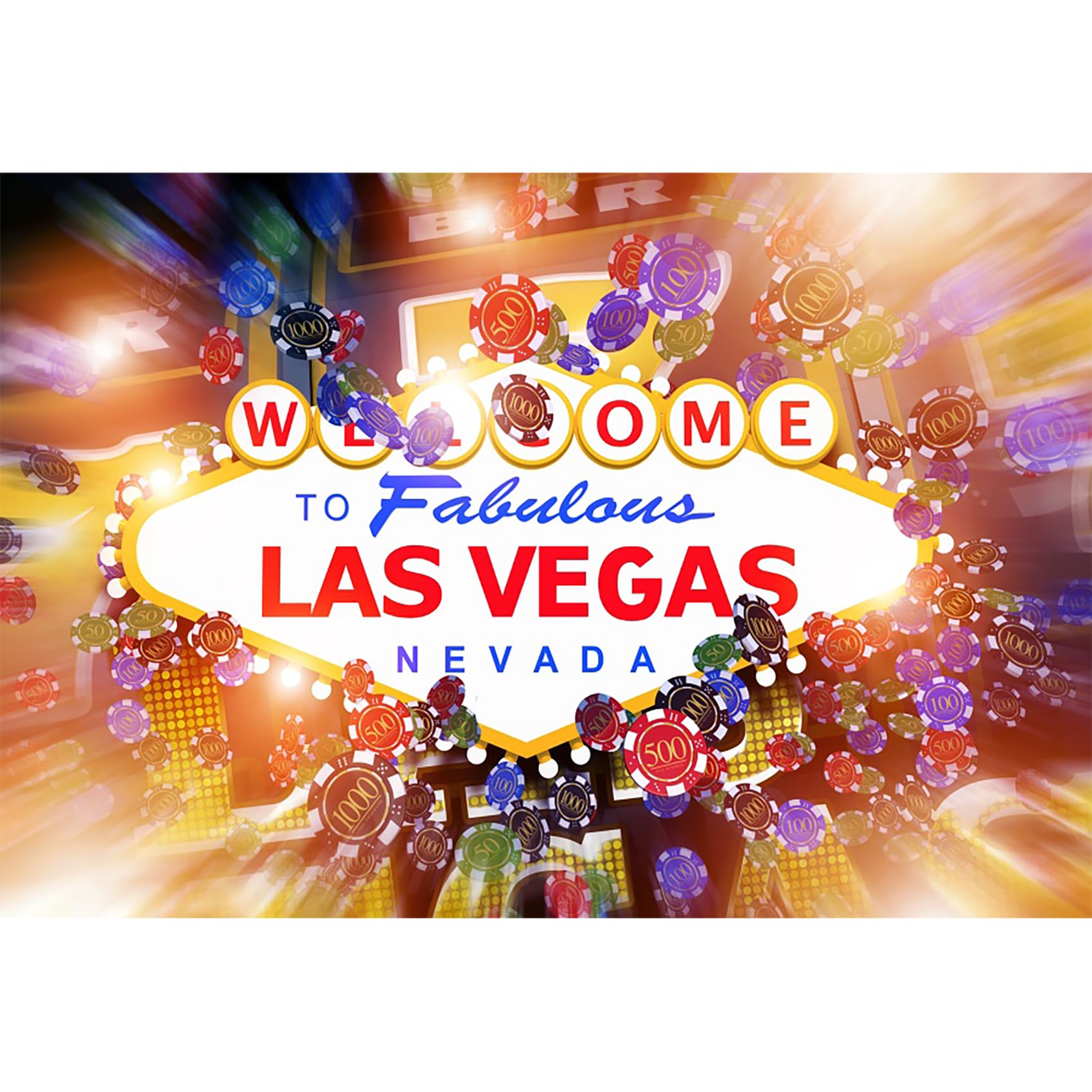 YongFoto Toile De Fond Photo 1,5x2,2m - Bienvenue Fabulous Las Vegas Casino - Décor Studio Mariage