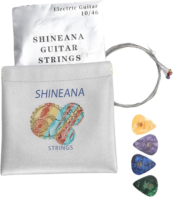 Electric Guitar Strings Handmade Nickel Plated Hex Steel Colorful Ball End-6 String-with, reusable soft leather pouch,Radiant Tone, Explosive Power (Silver(9/42))