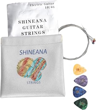 Electric Guitar Strings Handmade Nickel Plated Hex Steel Colorful Ball End-6 String-with, reusable soft leather pouch,Radiant Tone, Explosive Power (Silver(9/42))