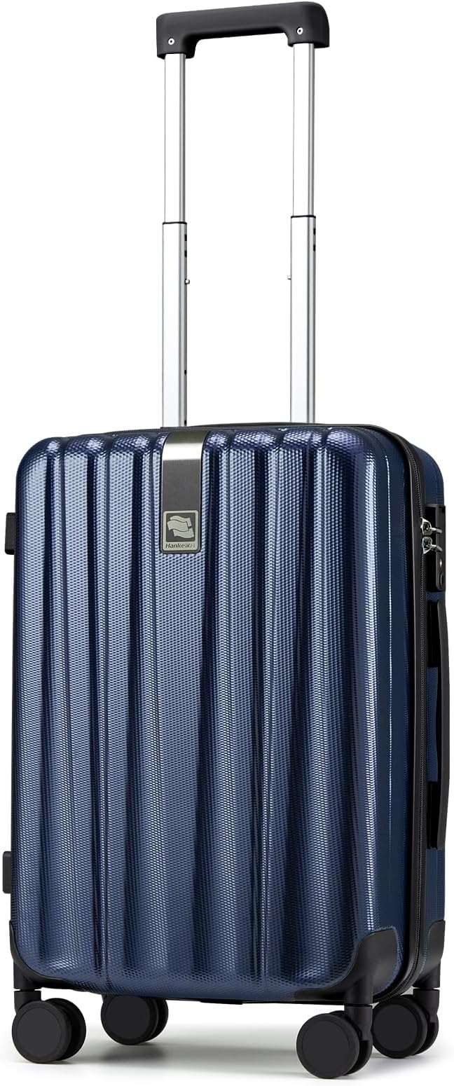 20 Inch Carry On Luggage 22x14x9 Airline Approved Lightweight PC Hard Shell Suitcases with Wheels Travel Luggage Rolling Suitcase Travel Luggage Bag for Weekender(Dark Blue)