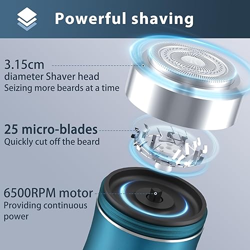 Miniatura 2 de Mini afeitadora eléctrica, cuerpo de aleación de aluminio, cabezal de afeitadora flotante 3D, carga tipo C, uso durante 45 días, IPX7 impermeable,