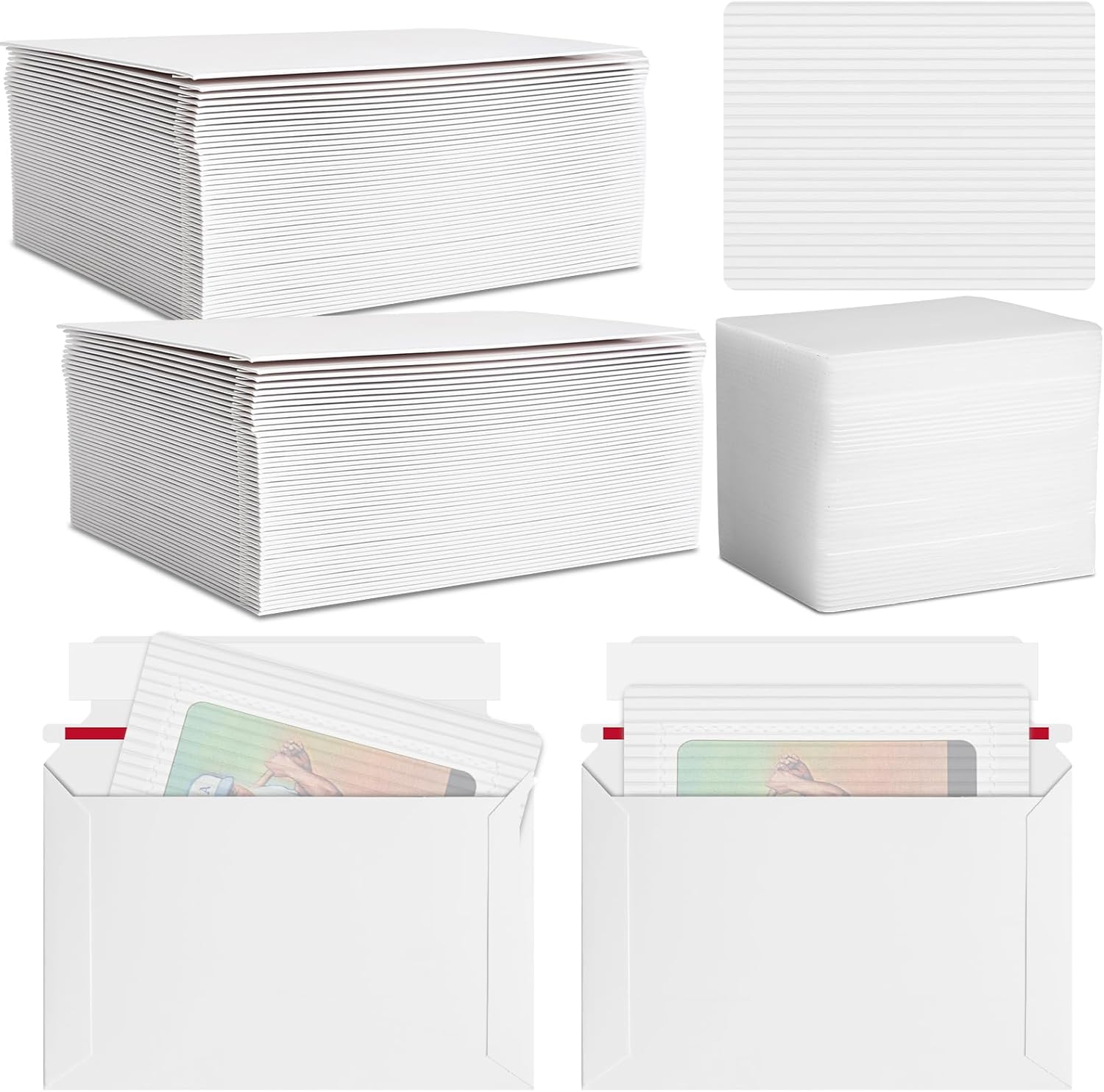 Faccito 200 Pcs Trading Card Shipping Set 4 x 6'' Trading Card Protector and Envelopes Bulk for Mailing, Additional Defend Supplies (Original)