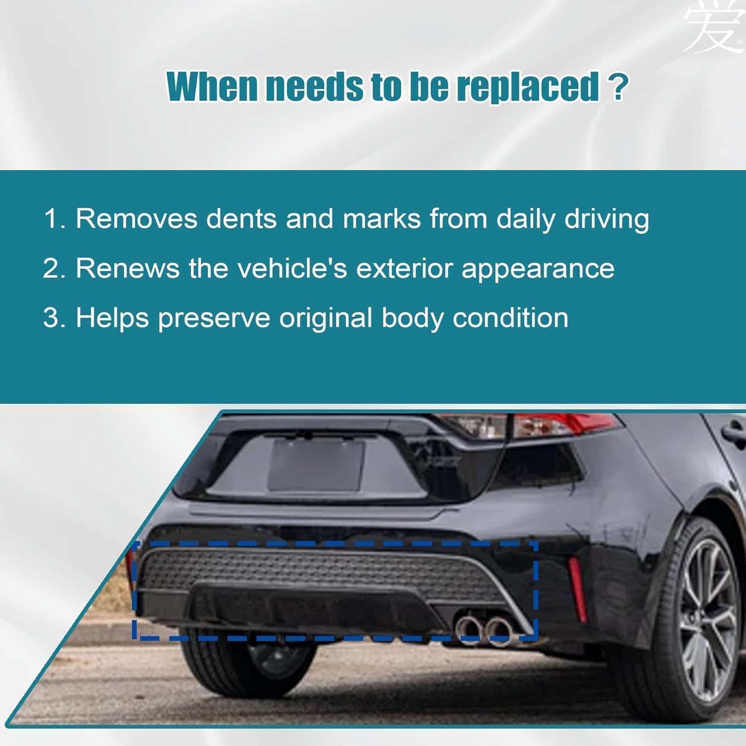 GXARTS Black Rear Bumper Valance Cover 52169-02071 Compatible with Toyota Corolla SE XSE 2020 2021 2022