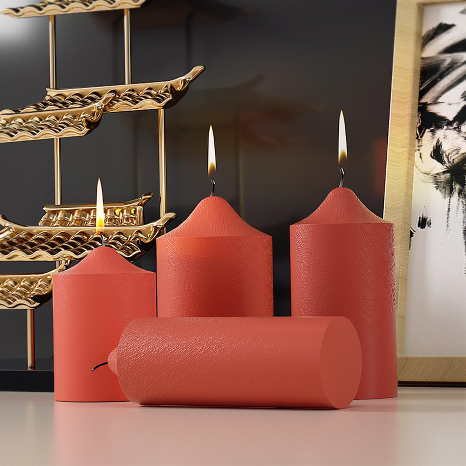 4 Stück Kerzen Silikonformen - DIY Gießformen Für Harz & Seife