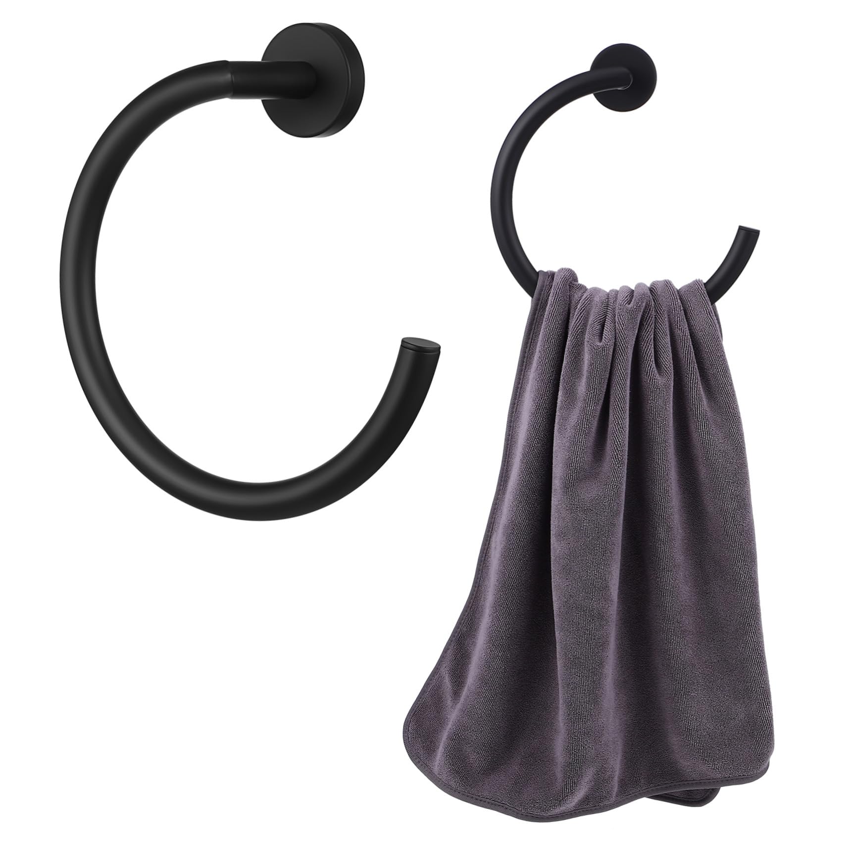 Anneau porte-serviette noir mat pour optimiser et ranger votre salle de bain moderne