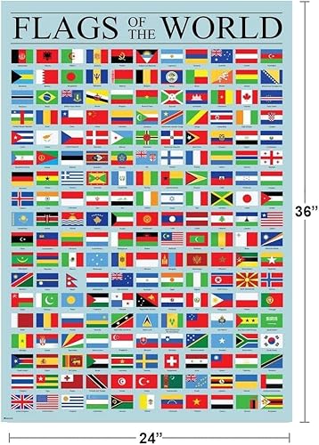 Miniatura 11 de Póster de banderas del mundo, geografía, decoración de aula, cuadro de referencia internacional, póster de pared genial, 12 x 18 pulgadas
