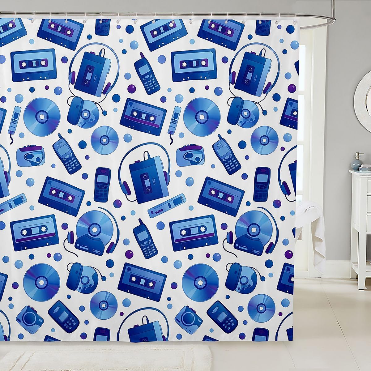 Feelyou Vintage Music Tape Shower Curtain for Bathroom Decor 72"x72"