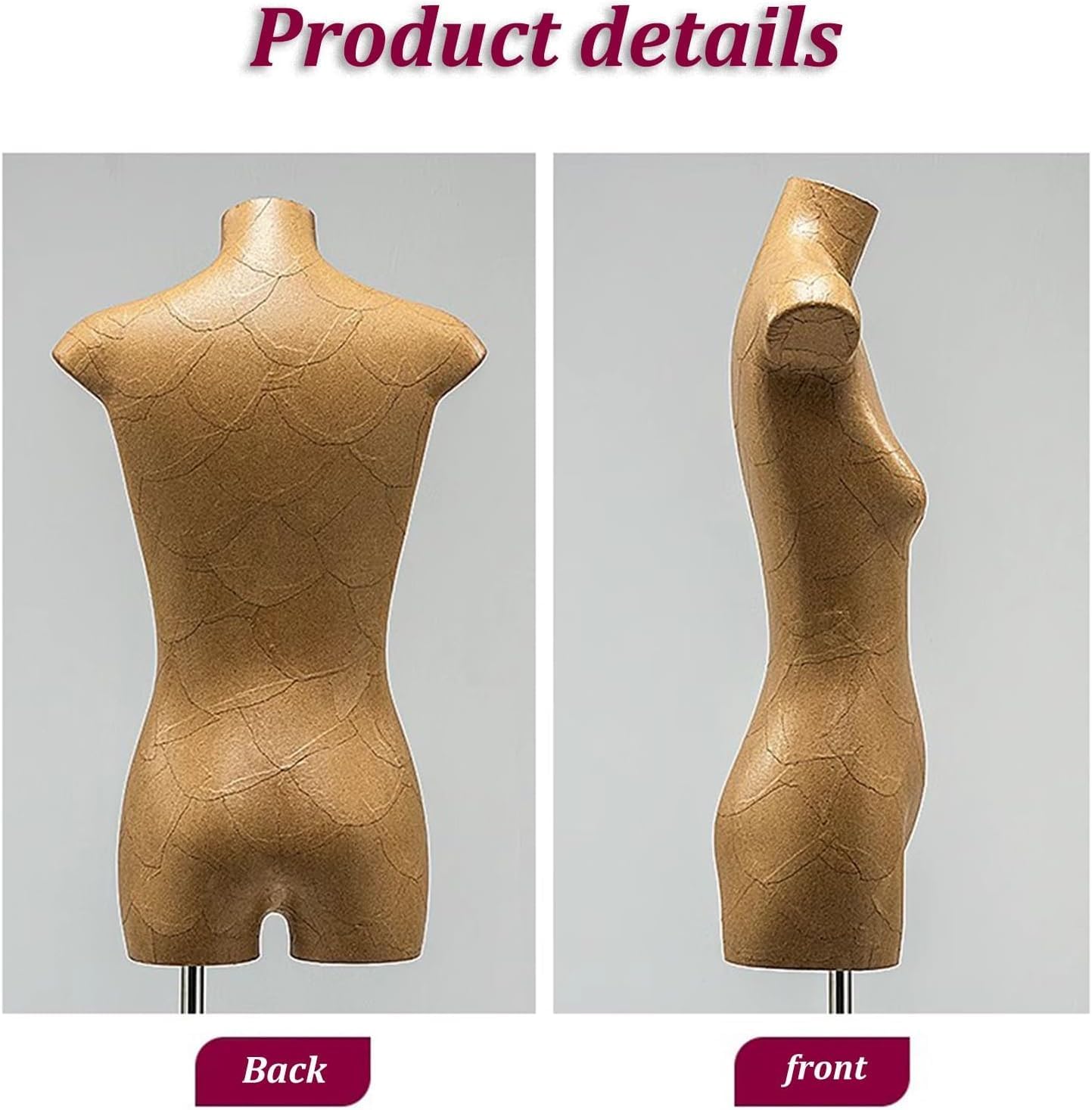 Kraft Paper Material Dress Form Manikin Body Adjustable Height Metal Base Sewing Mannequin Large One Size(J One Size)