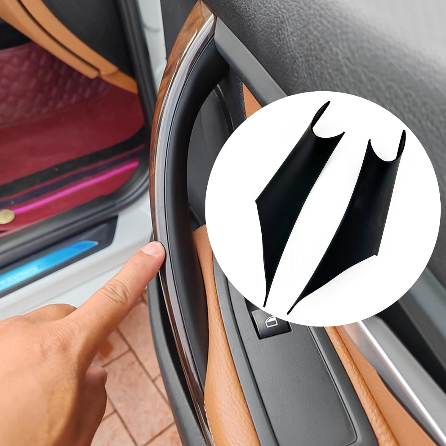 Car Door Handle Cover Left and Right Interior Door Pull Handles Protective Decorate Covers for BMW 3 4 Series 3GT F30 F34 F36 2013-2018 M3 M4 320i 328i 330i 335i 340i (2PCS Black)