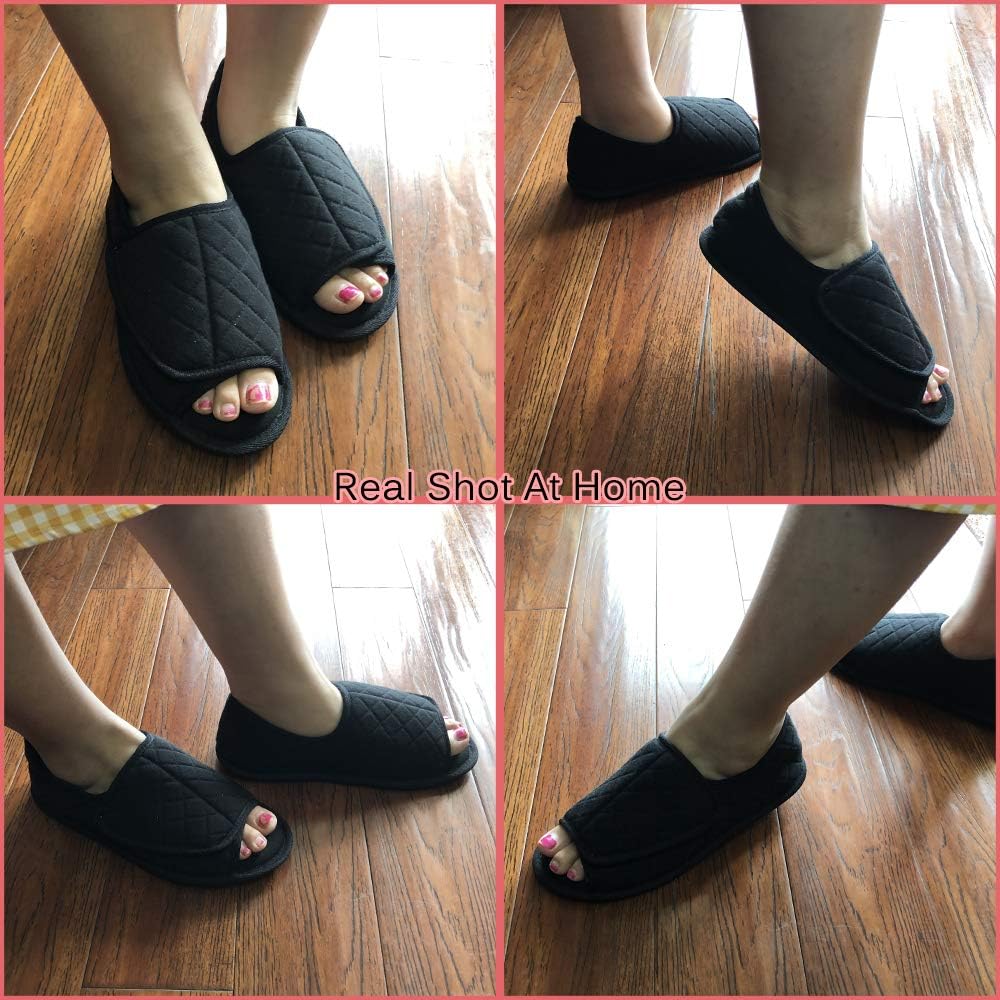 Urbancolor Women Adjustable Indoor Slippers Memory Foam House Shoes Open Toe Diabetic Slipper Arthritis Edema Extra Wide Shoes - Image 7