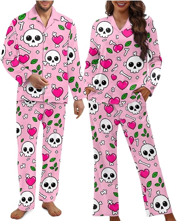 Couples Matching Pajamas Long Sleeve Holidays Sleepwear Soft Loungewear