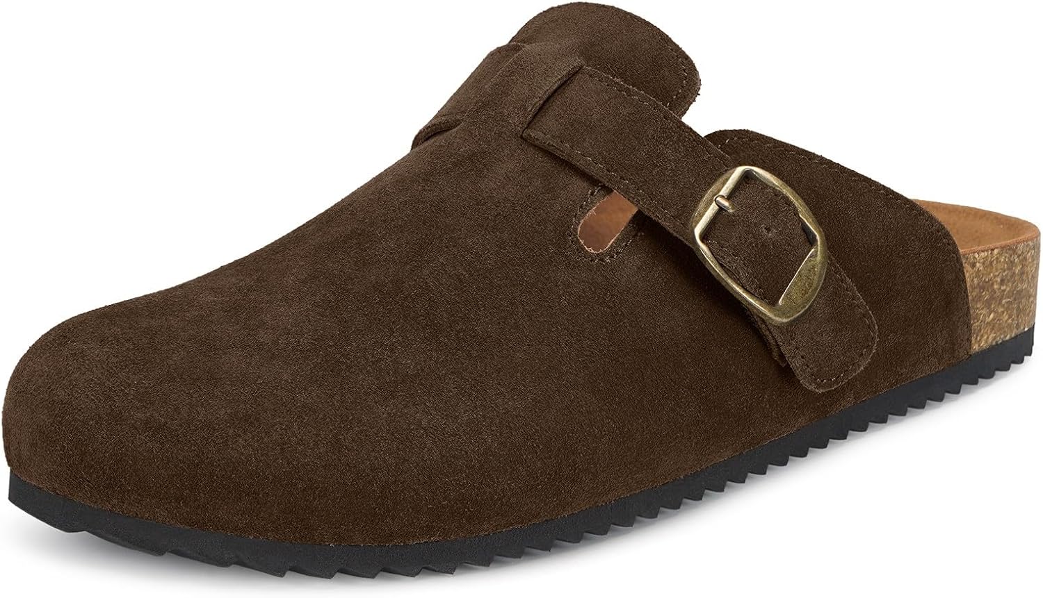 Womens Suede Clogs Mens Genuine Leather Mules Cork Footbed Sandals with Arch Support
