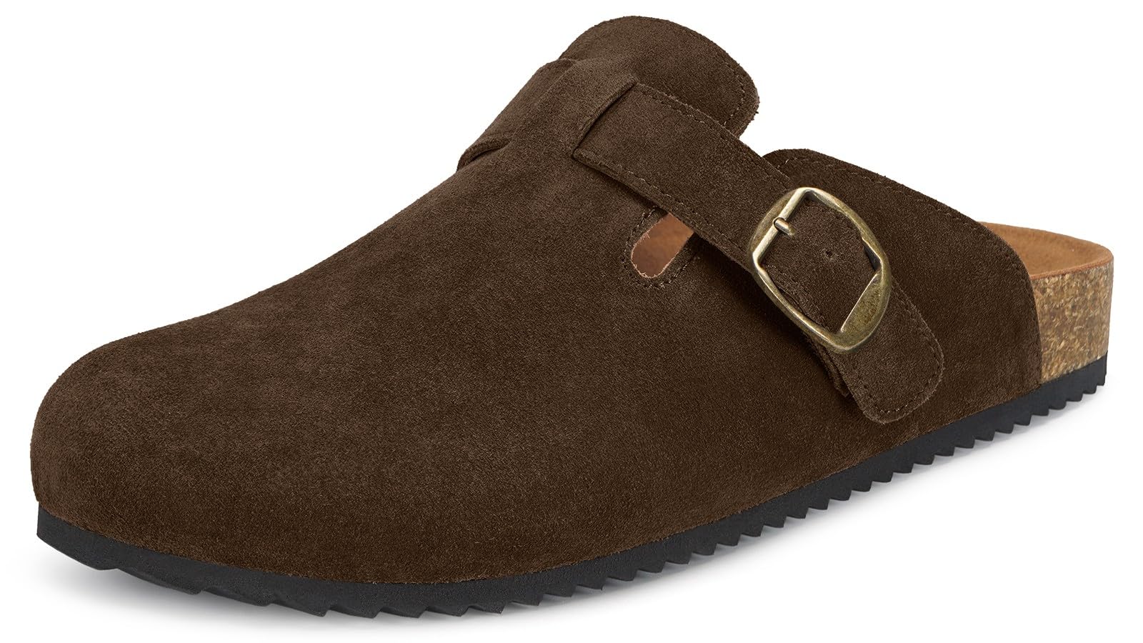 Womens Suede Clogs Mens Genuine Leather Mules Cork Footbed Sandals with Arch Support