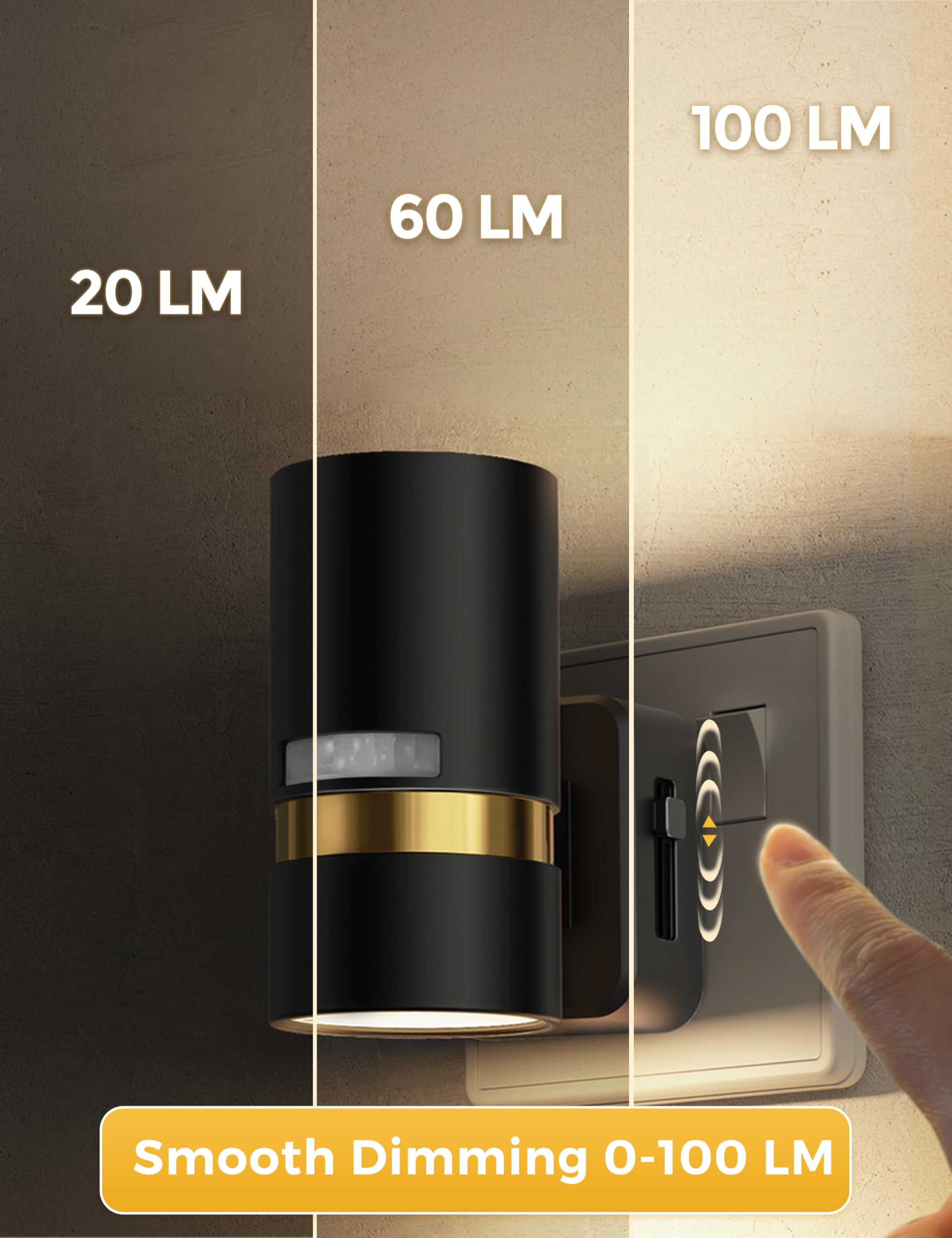 LOHAS-LED Motion Sensor Night Light, Plug in Night Light, 0-100LM Dimmable Night Light Plug in Wall, 3000K Warm White - Image 4