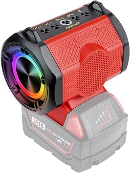 Taingwei Bluetooth Speaker for Milwaukee M18 18v Battery,30W Cordless Small Speaker for Jobsites, Home and Party Battery not Included