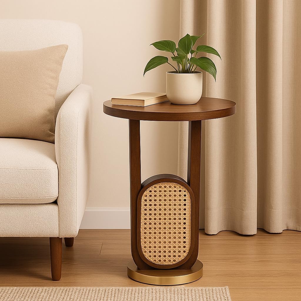 Round Coffee Table with Wooden Top, Sofa Side Table for Living Room and Home Decor, Corner Table for Bedroom, Bedside Table for Small Spaces, Modern Minimalist Furniture for Home-picture-30