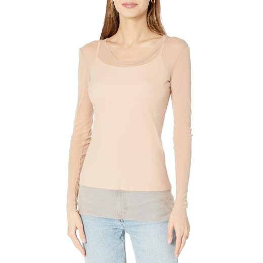 Only Hearts Women's Tailored Tulle Long-Sleeve Crew-Neck Shirt