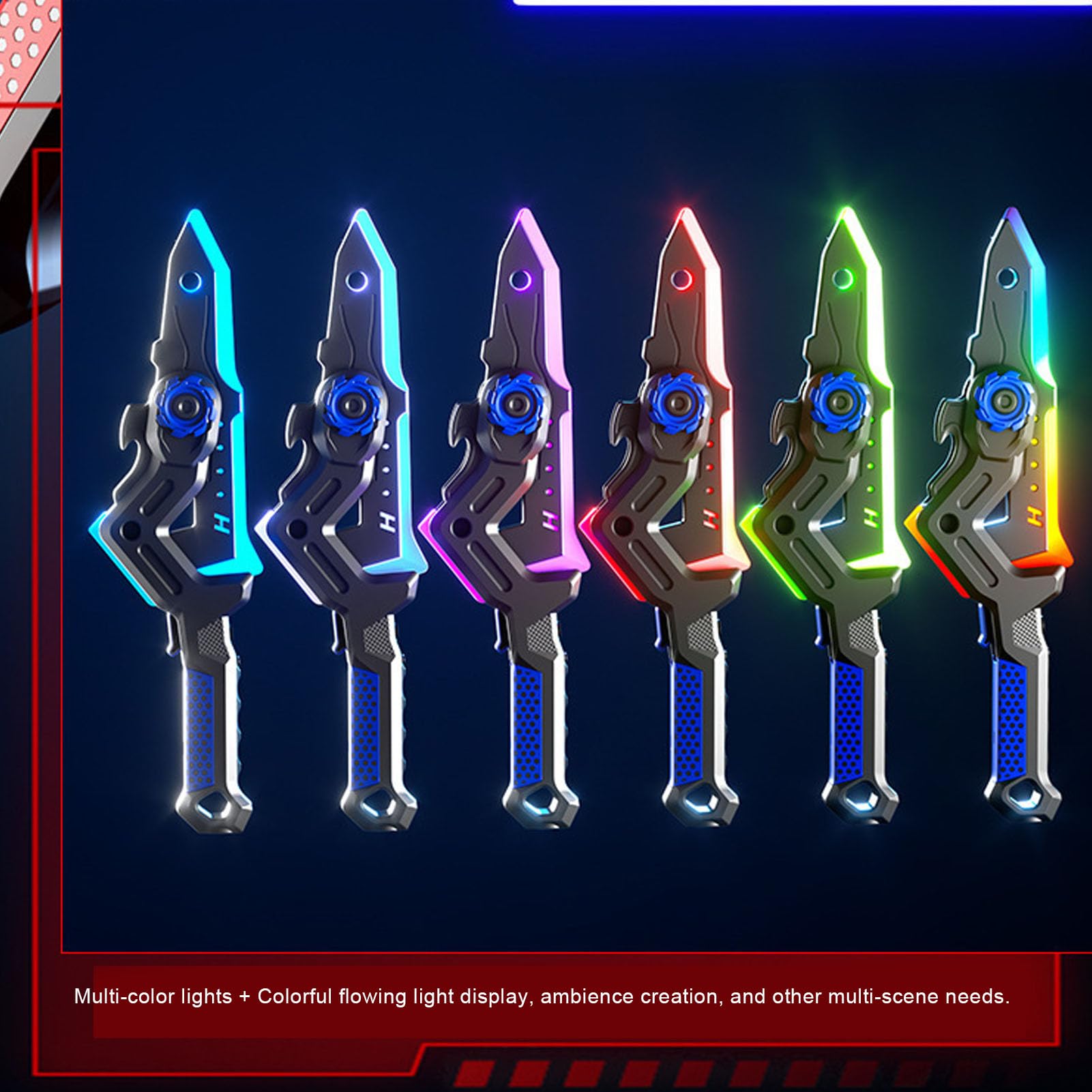 Naroote Juguete de Hacha Brillante LED, Espada de Luz de Sonido, Juguete de Espada de Hacha de Doble Forma con Retroalimentación de Vibración, Efectos LED Coloridos para Juego Inmersivo