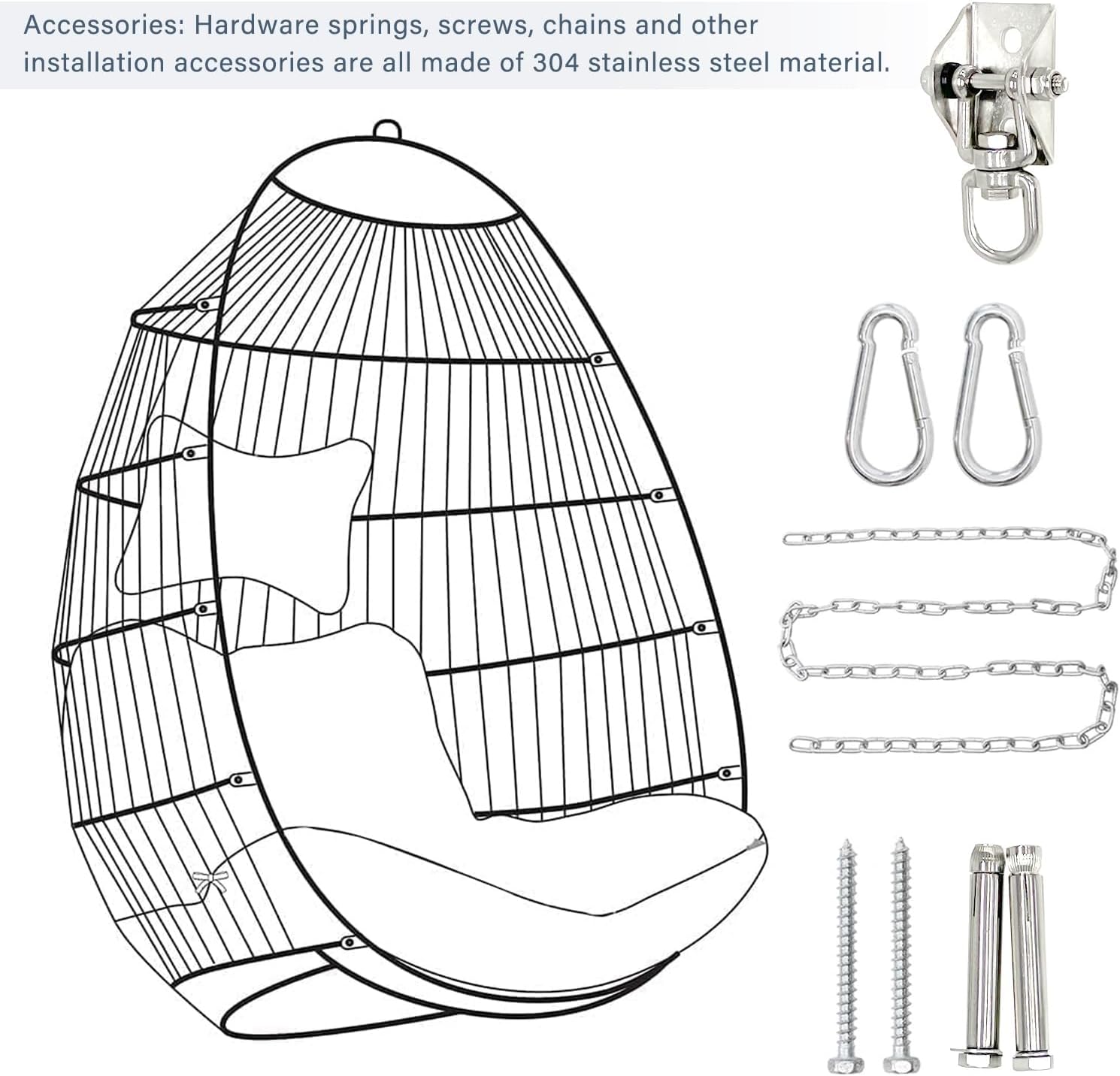 Outdoor Garden Rattan Egg Swing Chair Hanging Chair PE Hanging Chair with Stainless Steel Suspension Kit(Blue)
