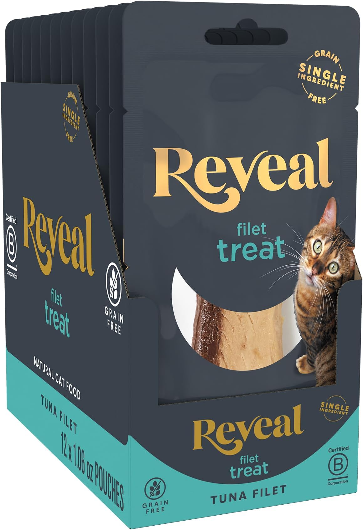 Natural Whole Protein Fillet Cat Treats, Single Ingredient, Grain Free, High Protein Treats for Cats, for Training, Treating, or Snacking, Whole Tuna Loin (12 x 1.06 oz Loin)