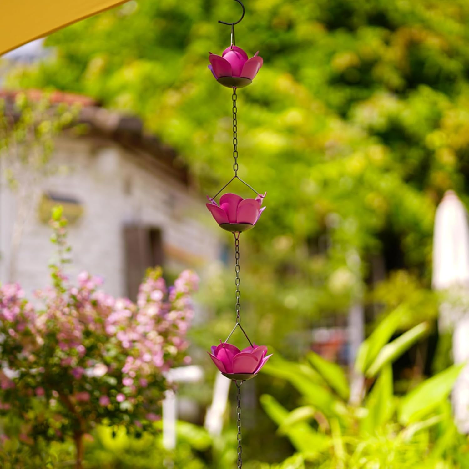 屋外用雨鎖 | バラ型 雨どいチェーン 屋外用 - 頑丈な集水工具 | 家屋の屋根、庭、屋外、物置用