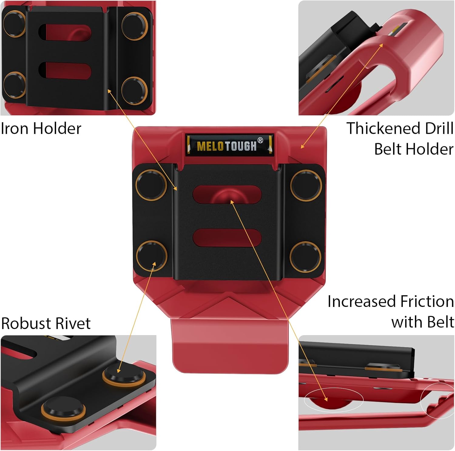 MELOTOUGH Electrican Tool Pouch Screw Nail Work Pouch Quick Detach Belt Clip Tool Pouch Tool Belt Pouches, Drill Belt Clip,Drill Holder for Tool Belt,Drill Holster,Measuring Tape Holder