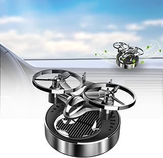 Car Air Freshener, Solar Energy Rotating Aromatherapy Al Alloy Diffuser,Long-Lasting Fragrance，Interior Decoration Accessories Diffuser for Car and Home（Silver）
