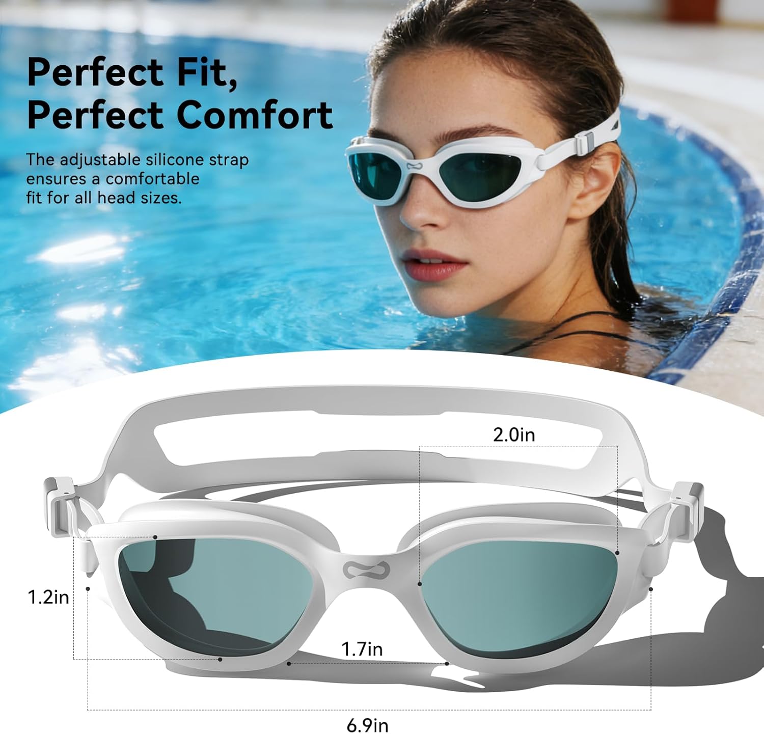 COPOZZ Swim Goggles Adult Women, Swimming Goggles for Women & Men, Anti-Fog No Leaking UV Protection for Adult - Image 6