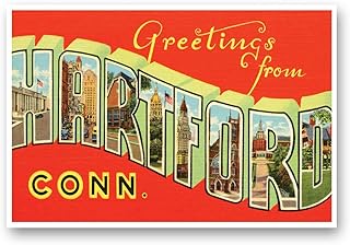 GREETINGS FROM HARTFORD, CONN. vintage reprint postcard set of 20 identical postcards. Large Letter Hartford, Connecticut ...