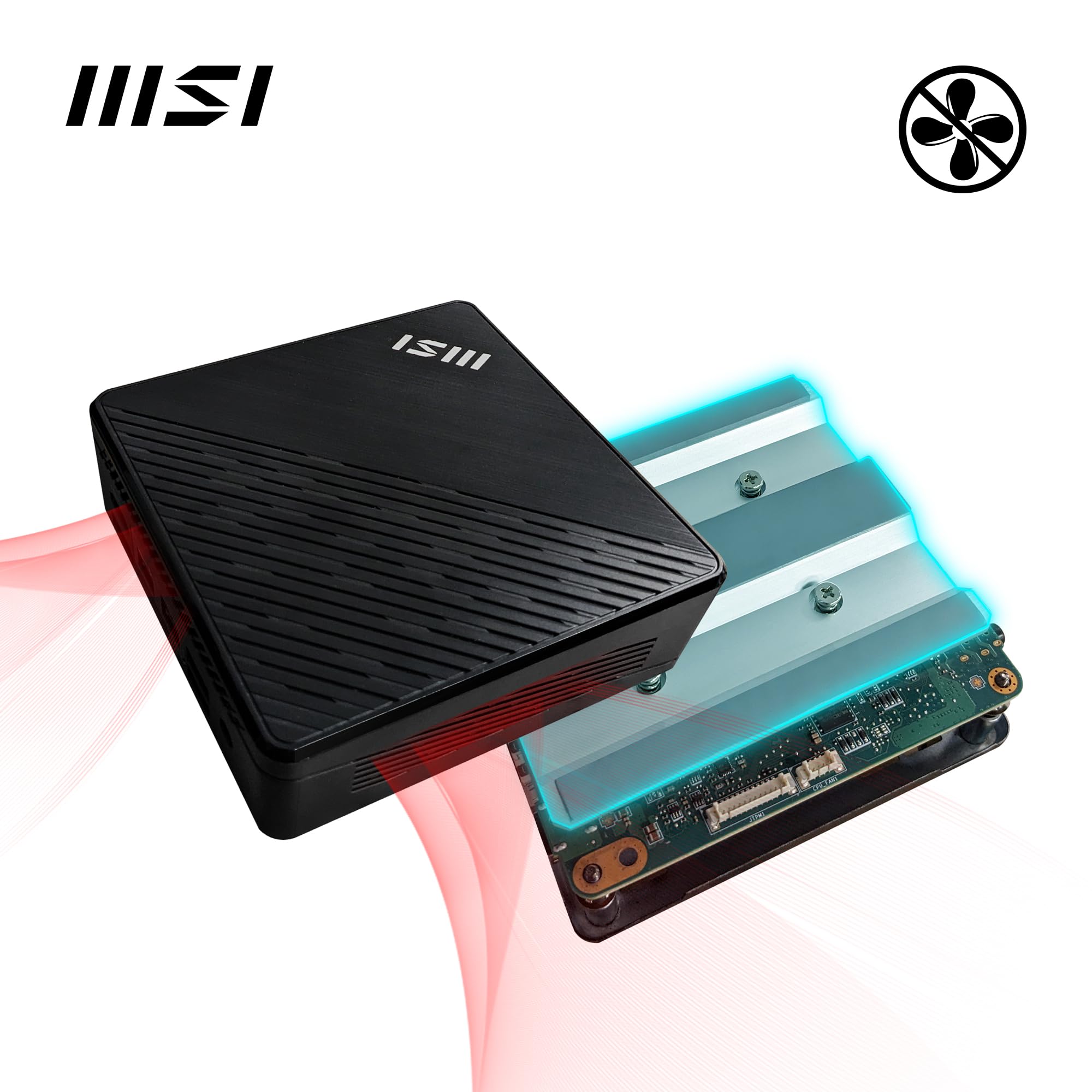 MSI Cubi N ADL S-080DE Mini-PC, Intel N200 Prozessor, 4GB DDR4, 128GB M.2 SSD, USB 3.2 Gen 2 Type C (DP Alternate), HDMI 2.1, DP 1.4, Bluetooth 5, Lüfterlos, Dual LAN, Windows 11 Pro, VESA