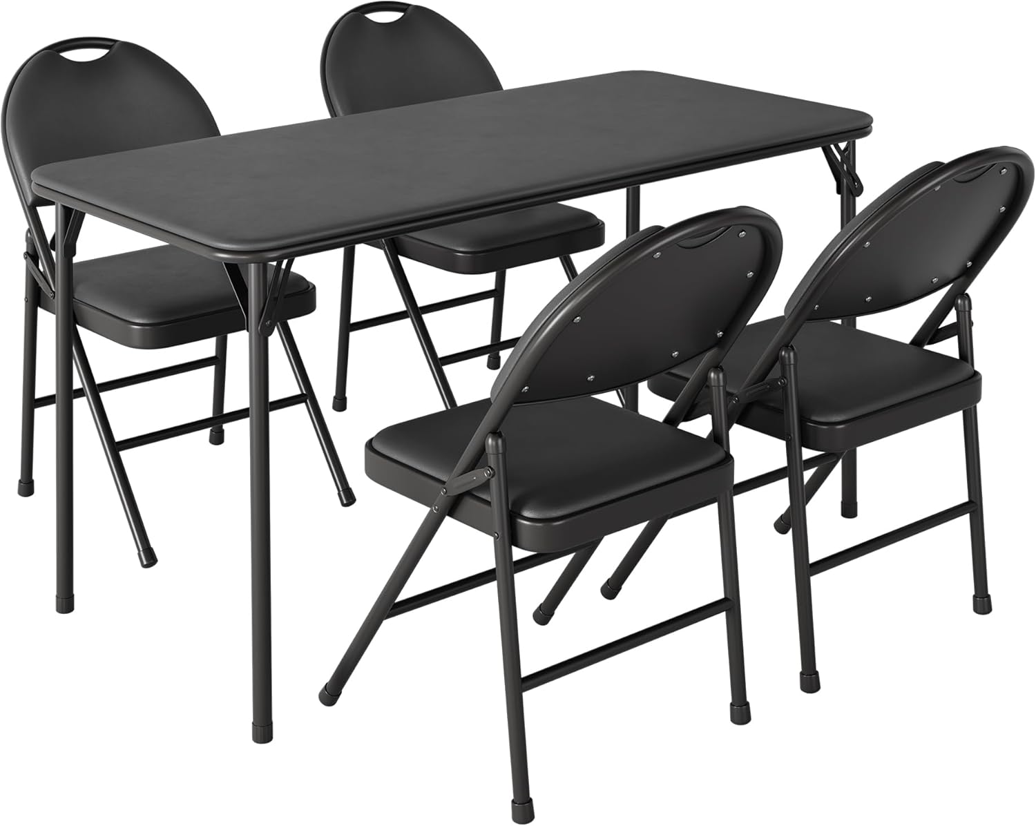 Folding Card Table and Chair Set of 5,Portable Padded Folding Table and Chairs for Picnic, Event, Training,Indoor and Outdoor,No Assembly Required