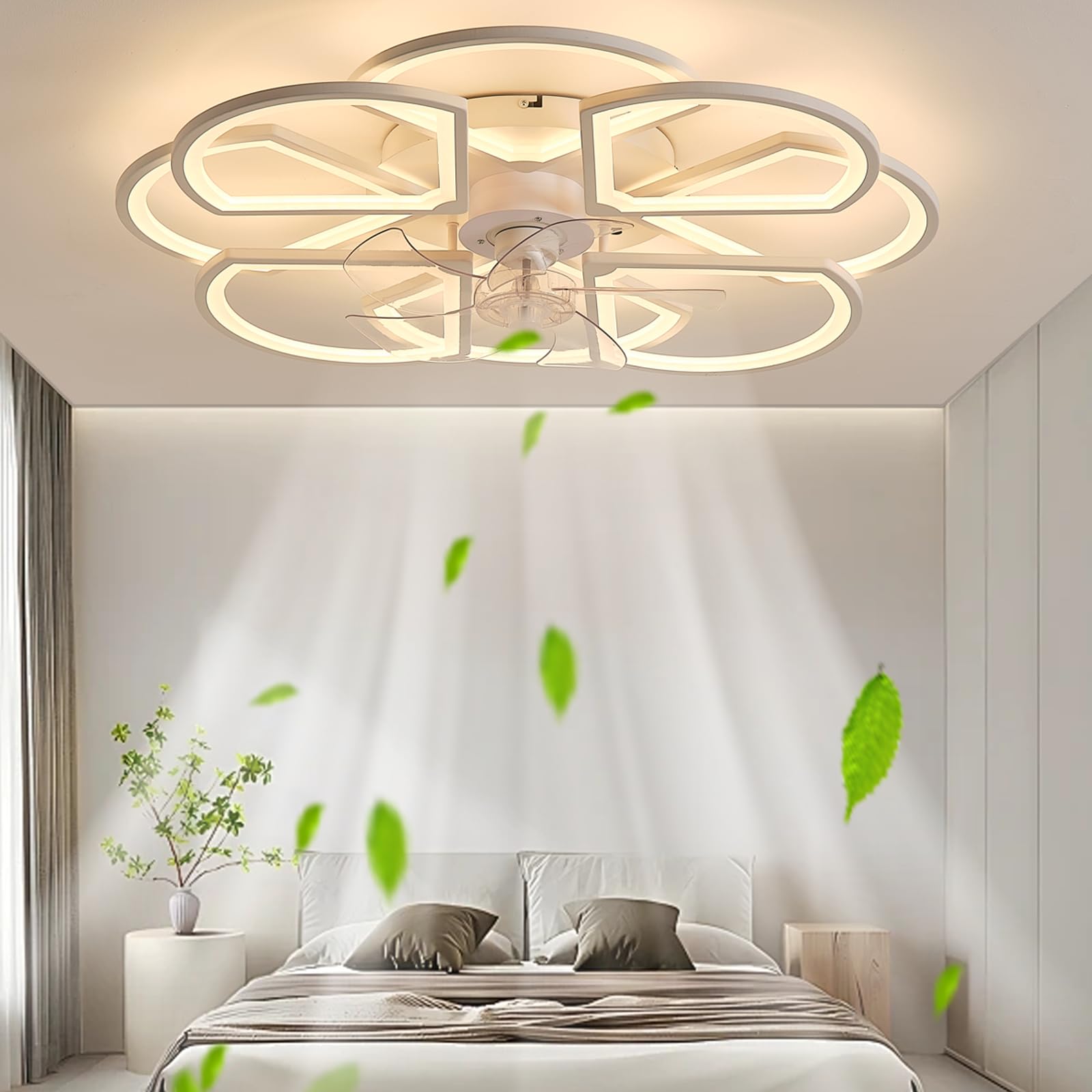 Ventilateur de plafond avec télécommande petite lampe LED pour chambre