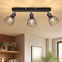 Kimjo E14 Adjustable Rotatable LED Wall Spotlight, Ceiling Light 3 Bulbs Black, Modern Indoor Ceiling Spotlights for Bedroom, Kitchen, Living Room (No Bulb)