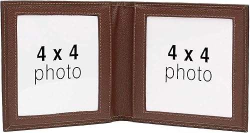 Miniatura 2 de Marco de fotos de cuero cuadrado doble 4x4 - Cognac