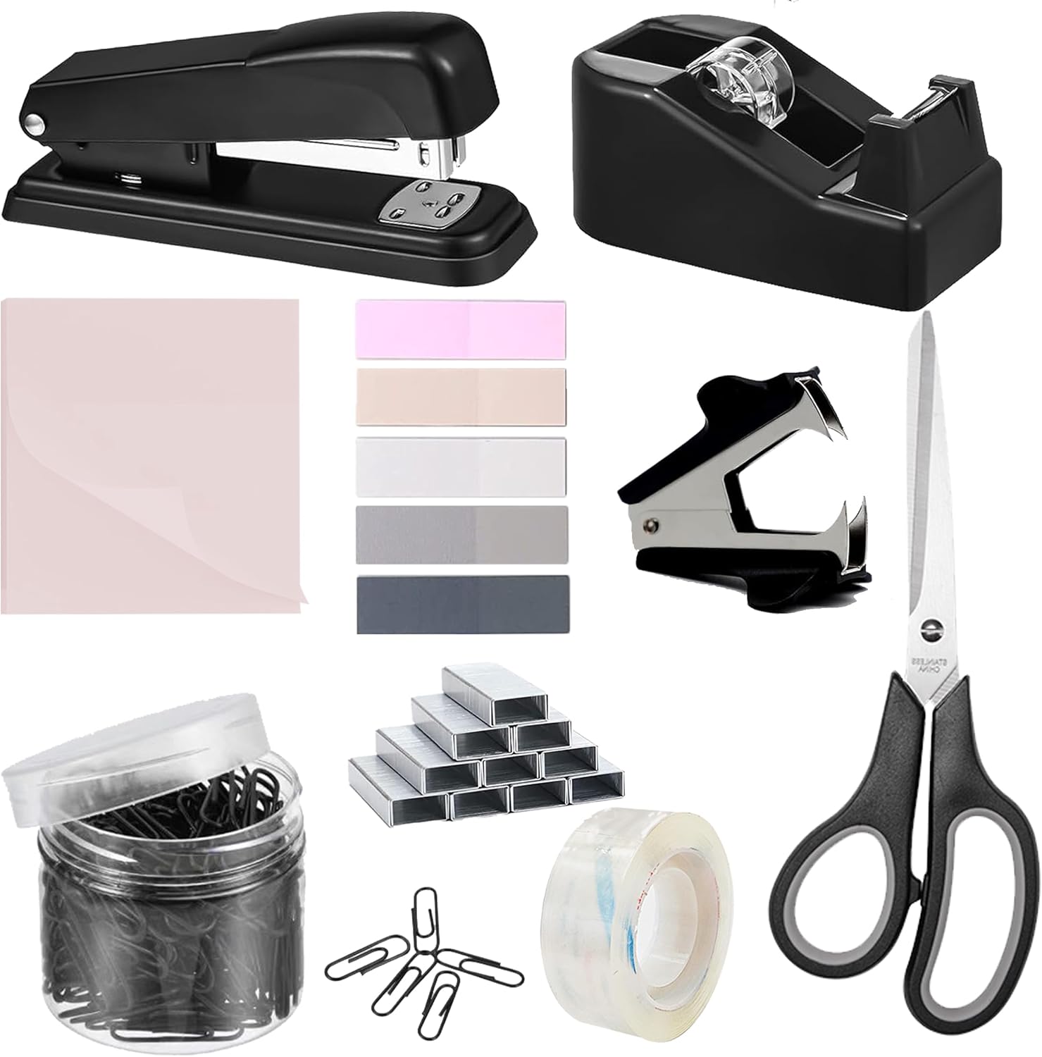 Black Office Supplies, Black Desk Accessories, Stapler and