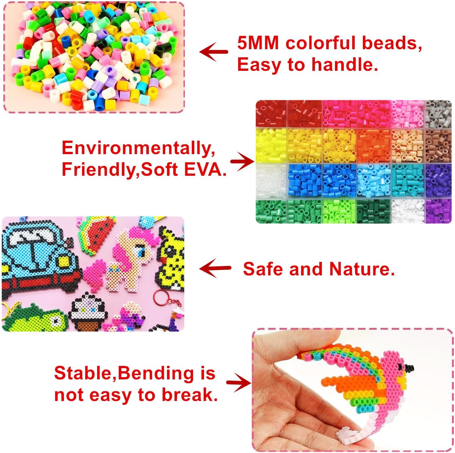 11000pcs Fuse Beads Kit 36 Colors 5mm,Plastic Beads and Iron for Fuse Bead Refill Pack. - Image 3