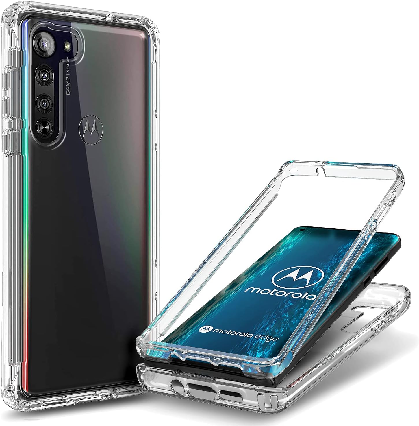 E-Began Motorola Moto Edge 5G Case, [Not Fit Motorola Edge+ Plus], Full-Body Shockproof Protective Bumper Cover, Support Wireless Charging, Impact Resist Durable Phone Case (Transparent Clear)