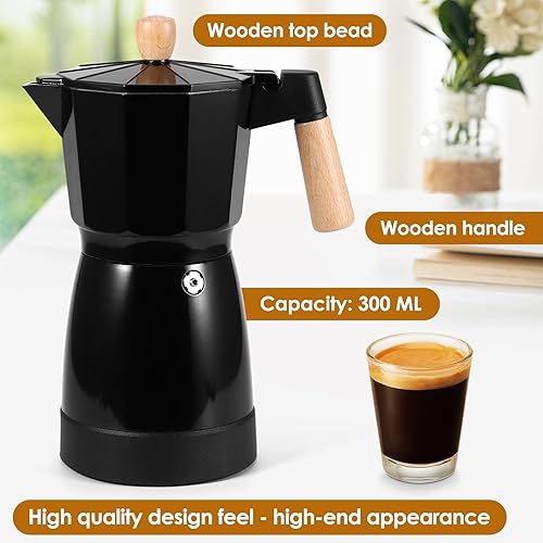 Miniatura 2 de Cafetera eléctrica de café expreso, cafetera de 6 tazas con base desmontable, portátil de aluminio italiano, moka moka eléctrica para el hogar,