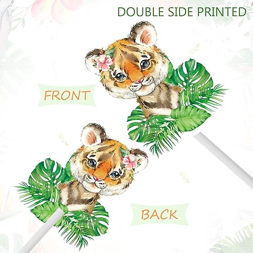 Miniatura 5 de 48 adornos para cupcakes de animales de safari de la selva, decoración para tartas de cumpleaños, decoración de fiesta de selva para fiesta de