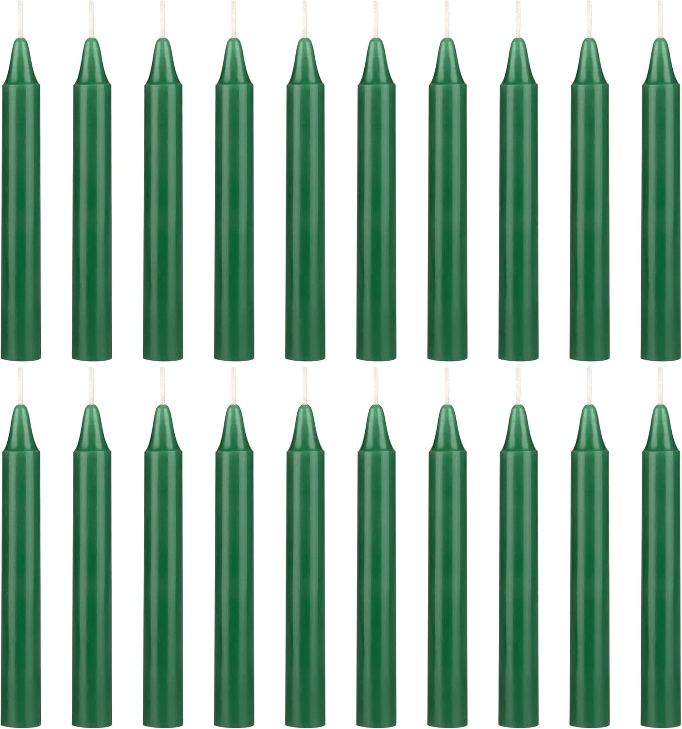 SRG 20 pcs Unscented Green Mini Taper Candle, 4 Inch Tall x