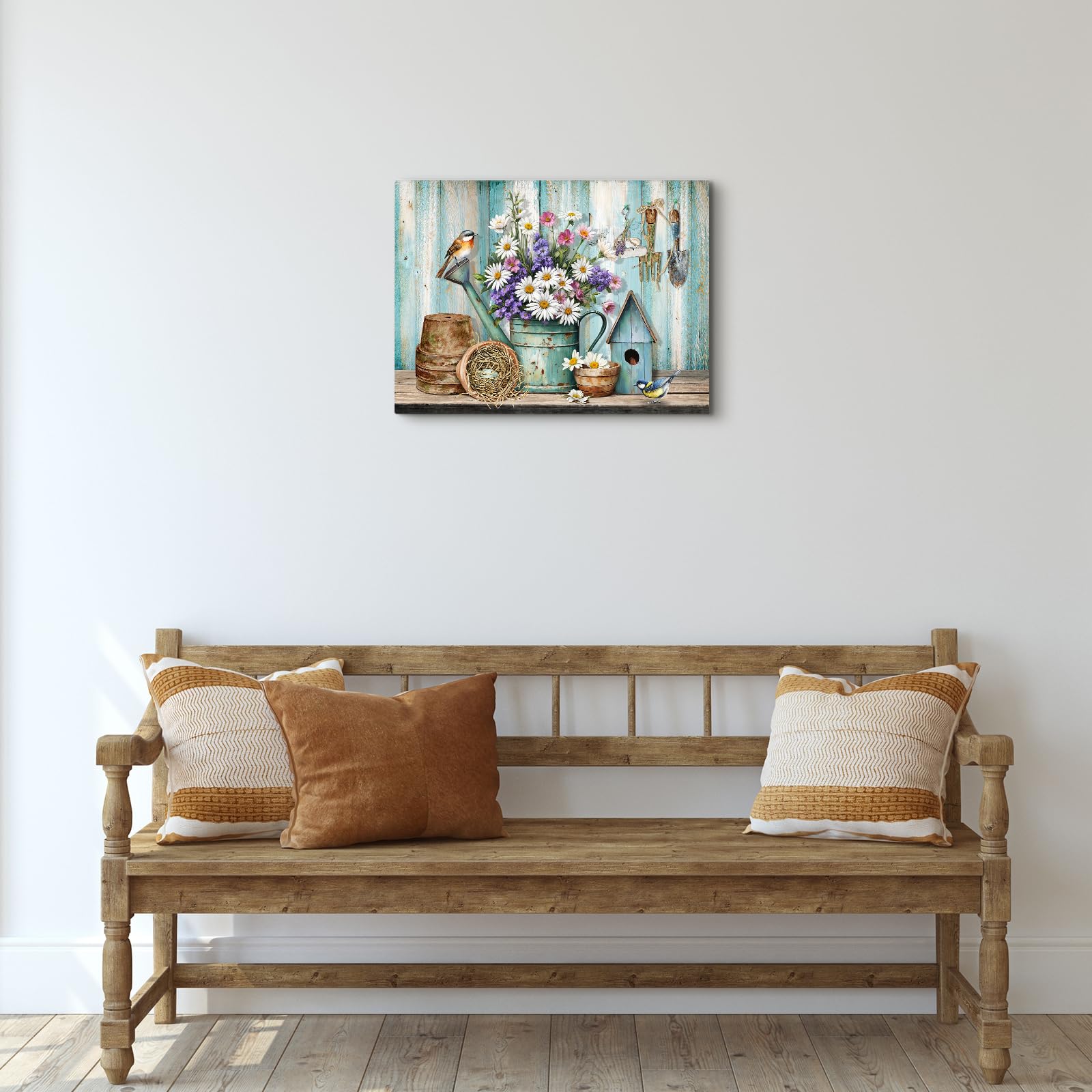 Leinwandbild-Set Vintage Gänseblümchen, 2-teilig, Je 40x60 Cm - Landhausstil Deko Für Wohnzimmer & Küche