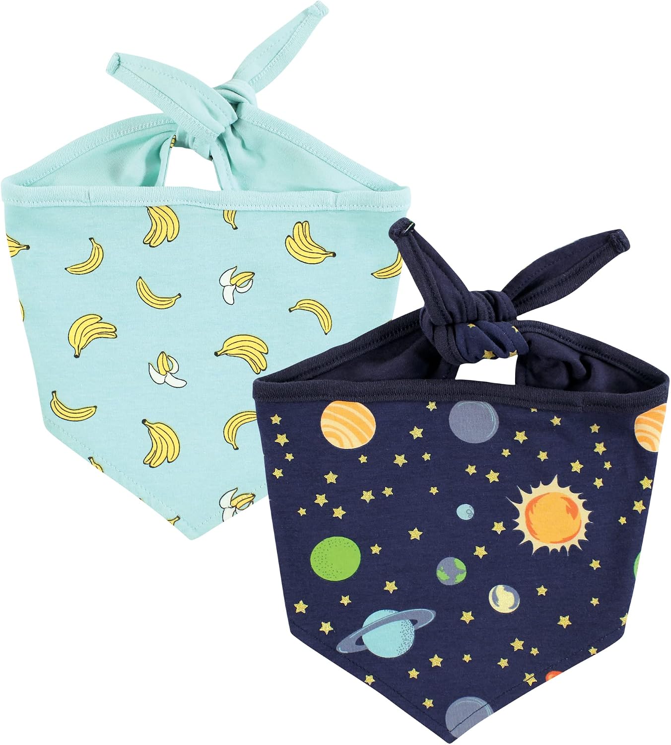Luvable Friends Dog Reversible Pet Dog و Cat Bandana Bibs 2pk، Banana Space، One Size