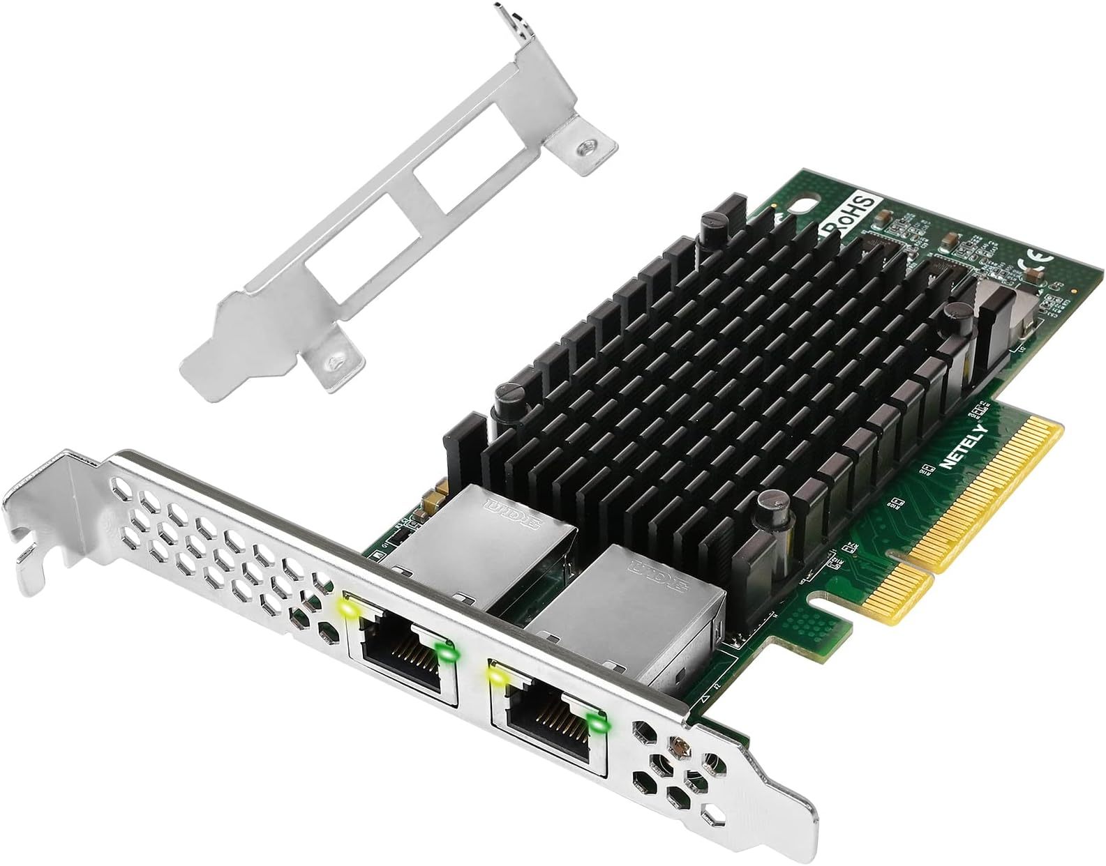 NETELY PCIE X8 to 2X 10GbE NIC Card, 2X 10Gbps RJ45 Ports, PCIE X8 Lane, Intel X540-AT2 Converged Ethernet Controller, 10GbE PCIE Network Adapter for Windows and Linux Desktop PCs (X540T2)