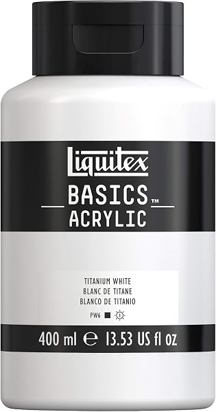 Liquitex BASICS Acrylic Paint, 400ml (13.5-oz) Bottle, Titanium White - 1