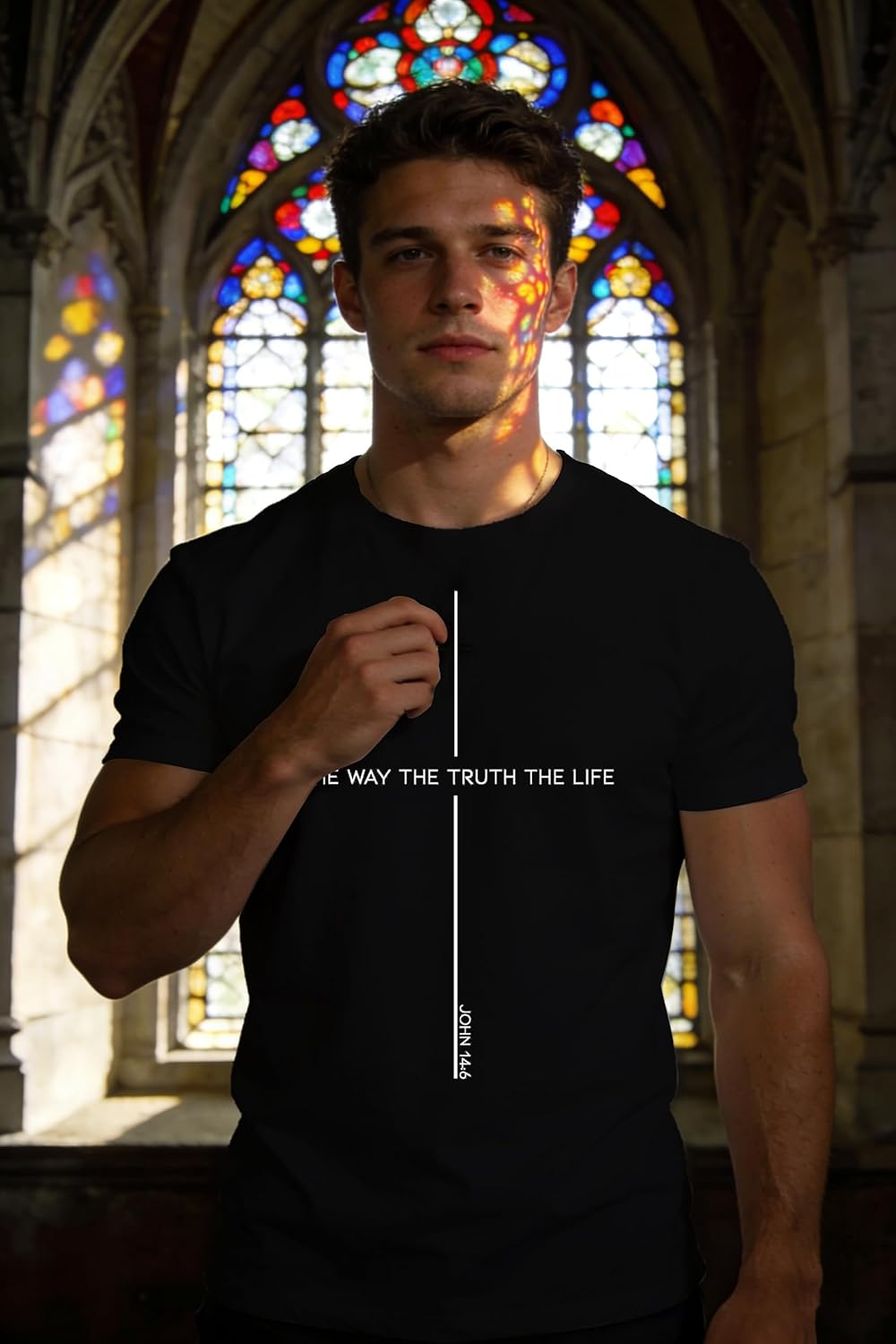 Christian Shirts for Men Jesus The Way The Truth The Life Faith T-Shirt Religious Cross Printed Tee Tops - Image 2