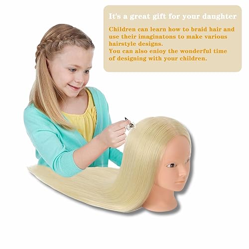 Miniatura 10 de Cabeza de maniquí con 80% cabello humano real, 26-28 pulgadas, cabeza de maniquí de cosmetología para práctica de peinado en la cabeza trenzada (4#