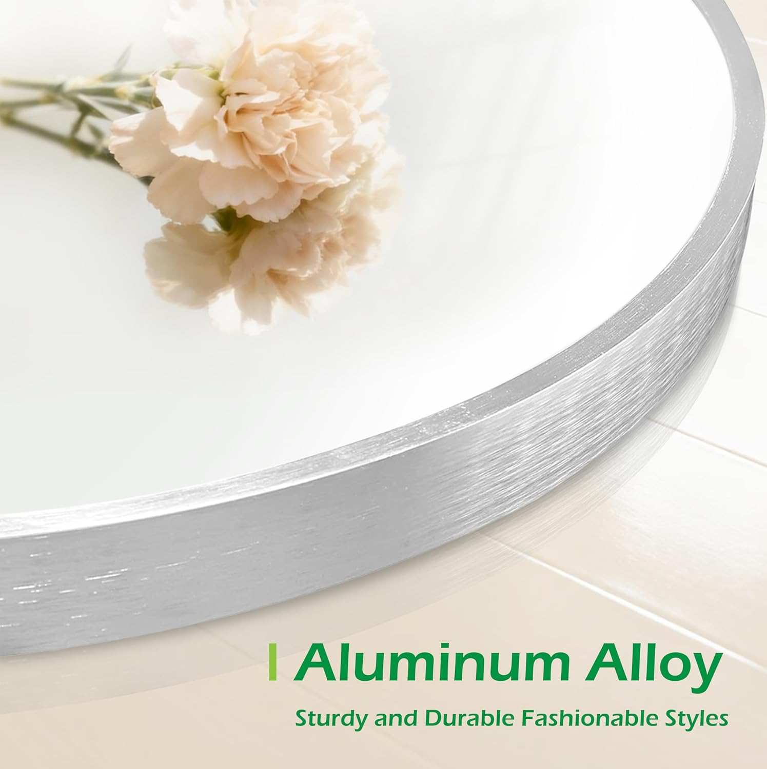 FrameWorks 24" Deluxe Contemporary Silver Circular Aluminum Mirror