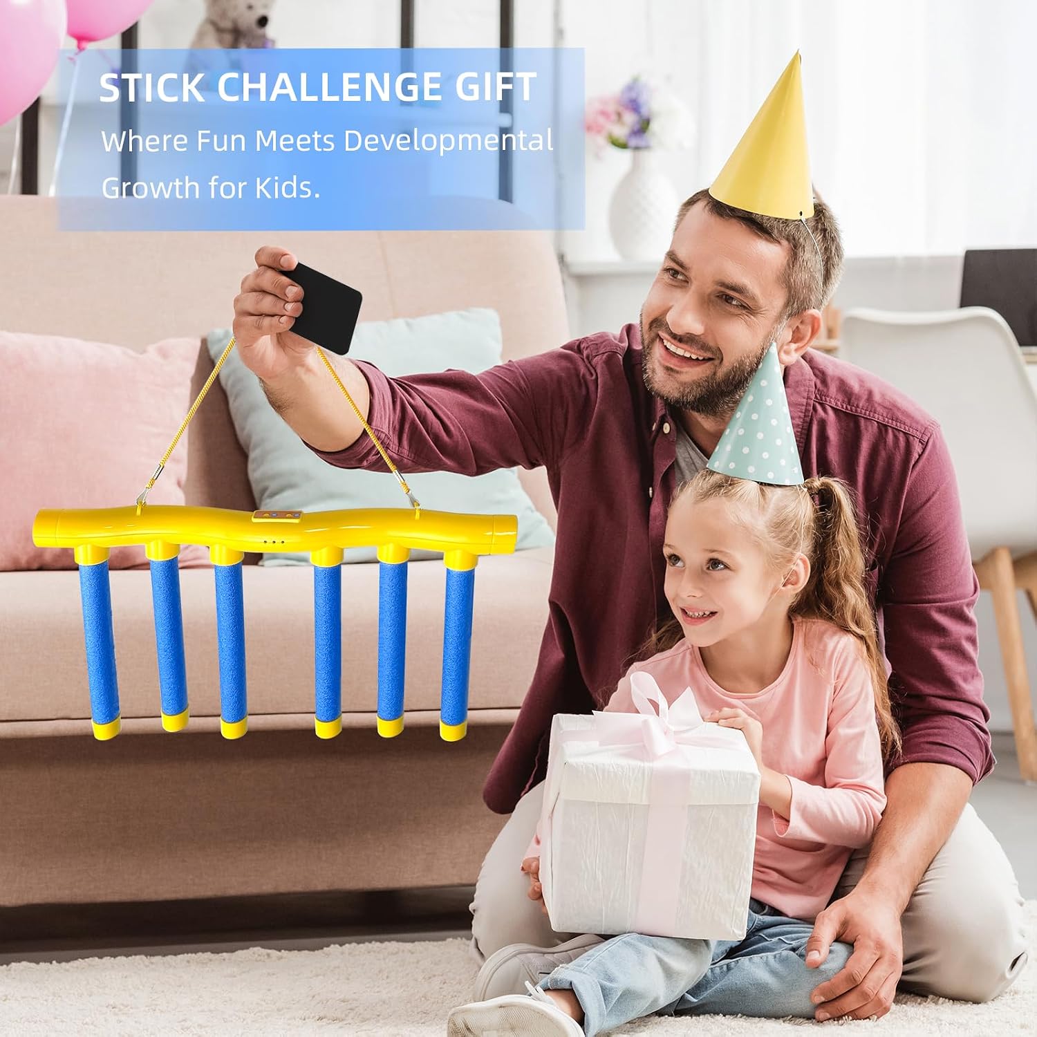Remote Control Reflex Stick Game, Family Interactive Reaction Time Training - Falling Sticks Challenge for Hand Eye Coordination Training, Party Reflex Challenge Games & Adults/Kids (Yellow)