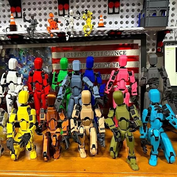 Dumwick Titan13 Action Figure, Lucky Robot 13 Action Figure,3D Printed Multi-Jointed Movable Action Figures,Dummy Robot 13 Figure Creative Gifts for Kids Adults (5pcs)